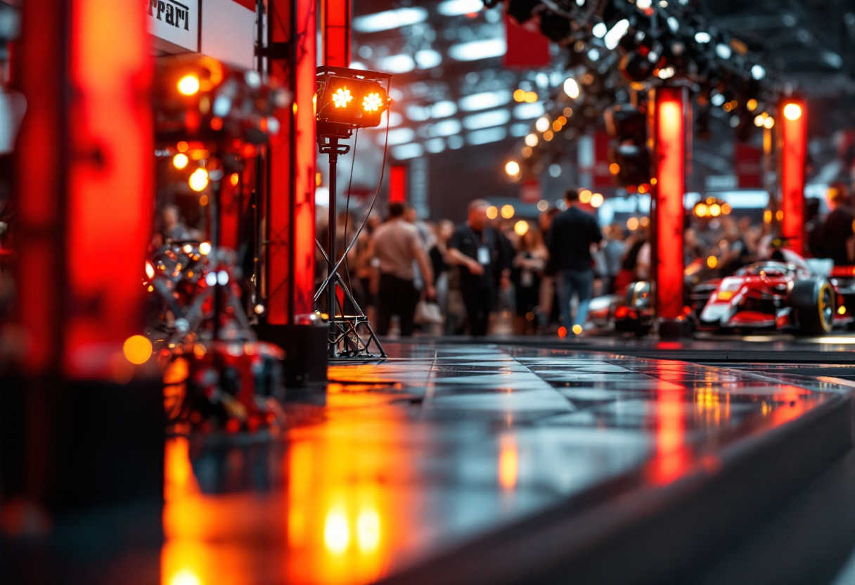Ferrari in mostra a Milano durante un evento esclusivo