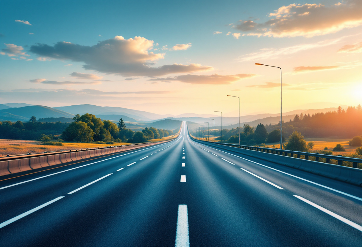Telecamera autostradale che monitora il traffico e le infrazioni