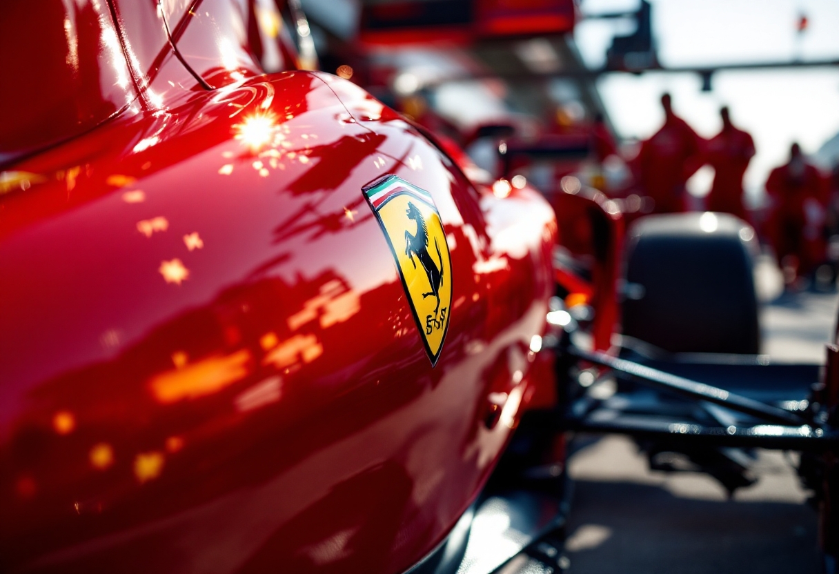 Lewis Hamilton in Ferrari durante una gara di Formula 1