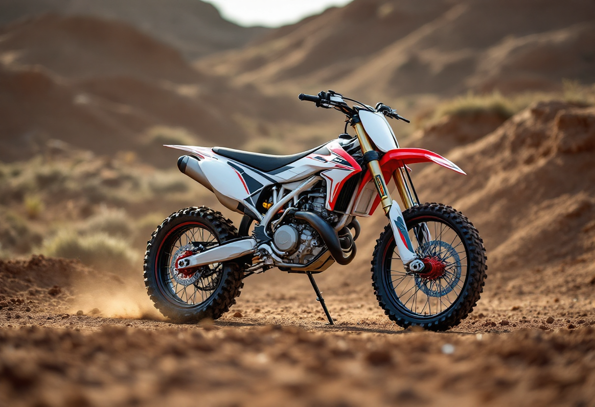 Ducati Desmo450 MX in azione su un percorso off-road