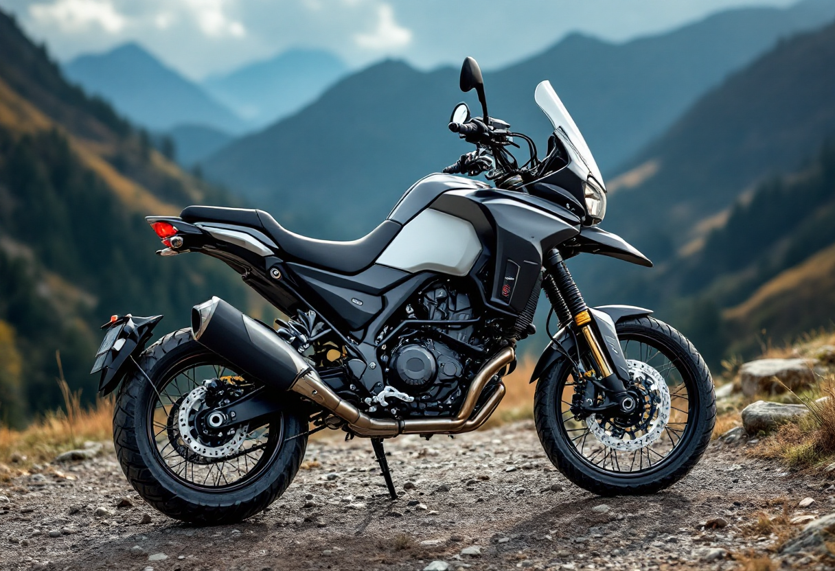 Moto Morini X-Cape 700 in azione su un sentiero avventuroso