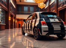 Fiat 500 Spiaggina rivisitata come opera d'arte al Senato Hotel Milano