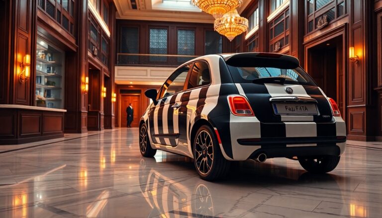 Fiat 500 Spiaggina rivisitata come opera d'arte al Senato Hotel Milano