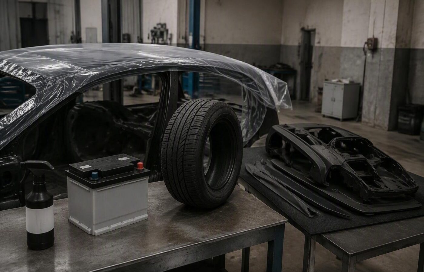 Auto in garage con finestrini aperti e ventola in funzione per ridurre odori e picchi termici residui