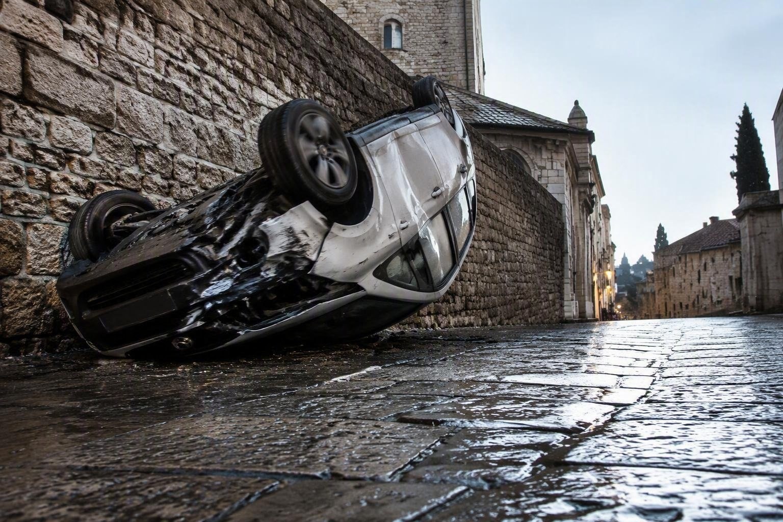 Incidente mortale a Perugia: auto si ribalta e si schianta contro un muro