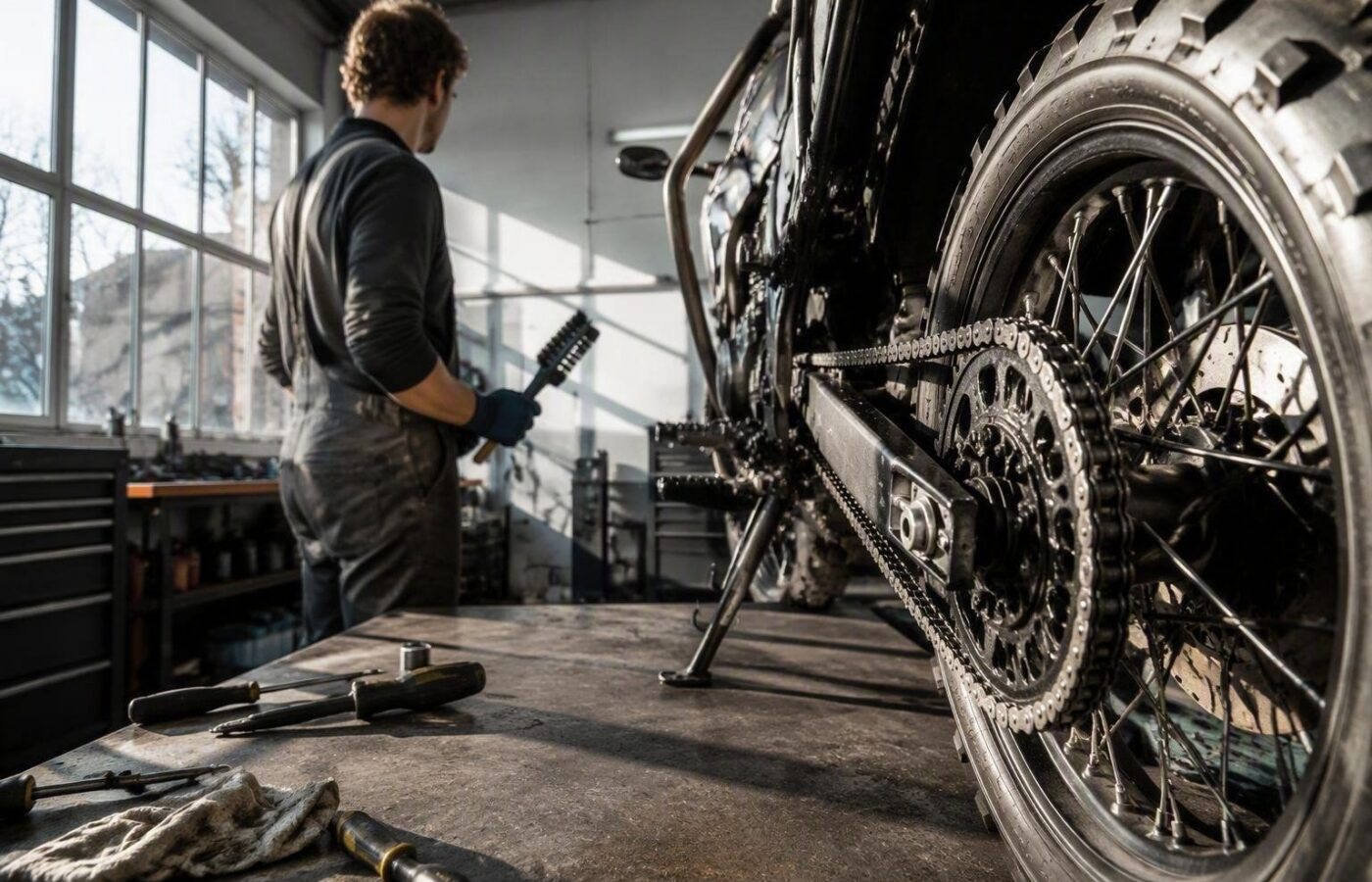 Manutenzione catena moto: attrezzi, intervalli, metodo e regolazioni