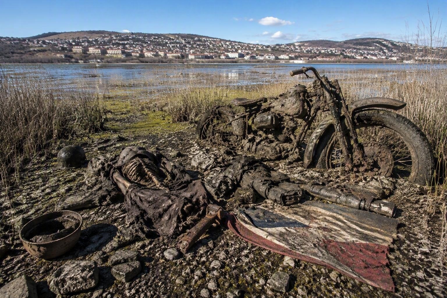 Recuperati dal Danubio due soldati e una motocicletta della Seconda guerra mondiale