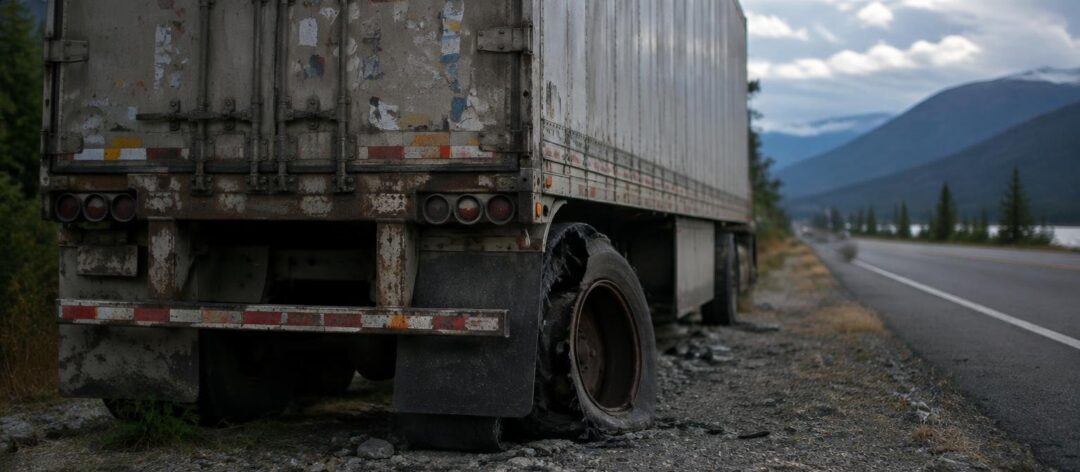 Camion con carrozzeria di ricambio e bambino non allacciato fermato a BC