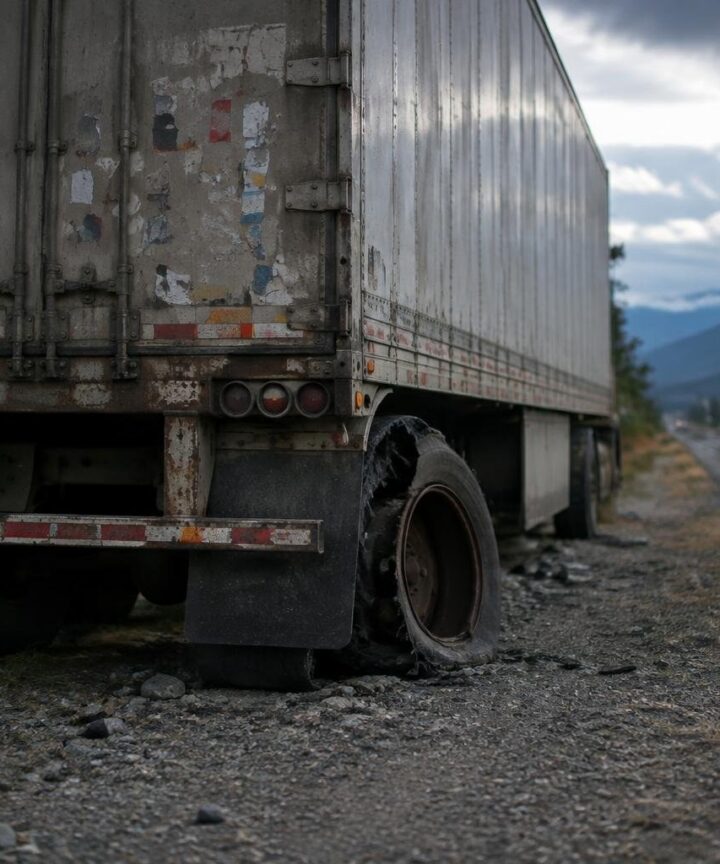 Camion con carrozzeria di ricambio e bambino non allacciato fermato a BC