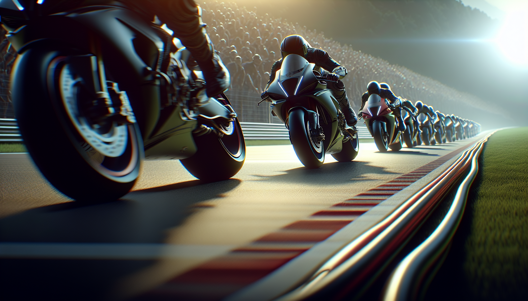 Motorcycle racers competing at a thrilling event