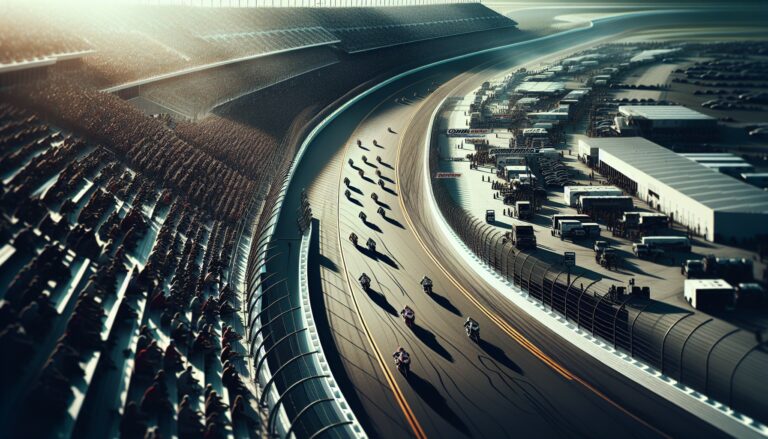Motorcycle racers competing at Daytona International Speedway