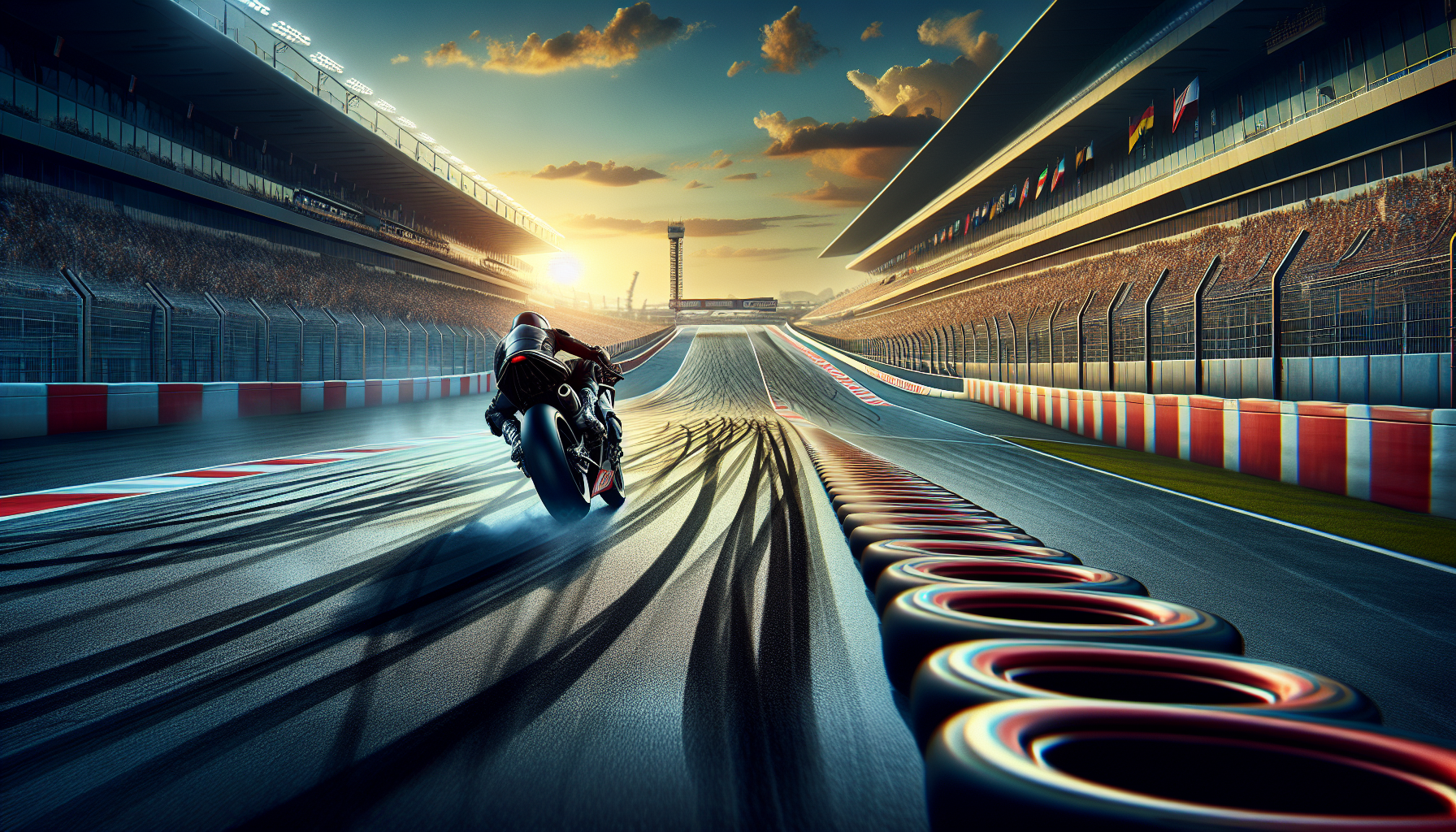 Motorcycle racers competing at Daytona International Speedway