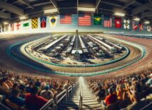 NASCAR race at Homestead-Miami Speedway with cars in action