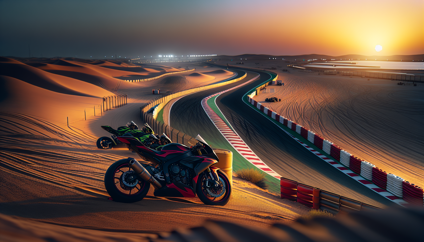 Piloti Moto2 in azione durante la sessione di prove in Qatar