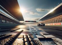 Cars racing at Darlington during a NASCAR event