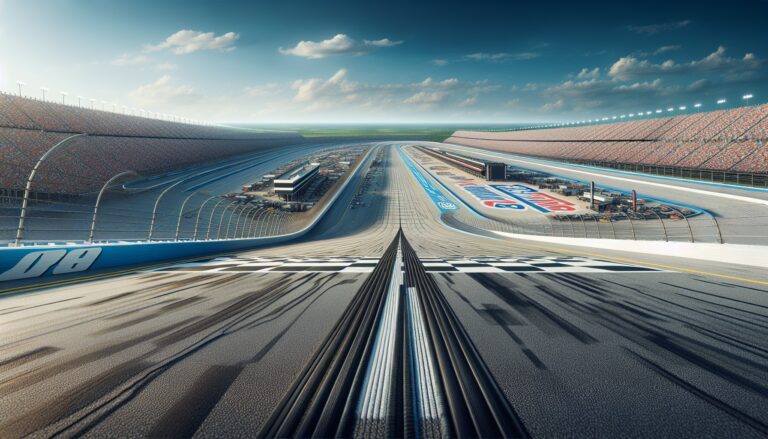 NASCAR race cars speeding at Talladega Superspeedway