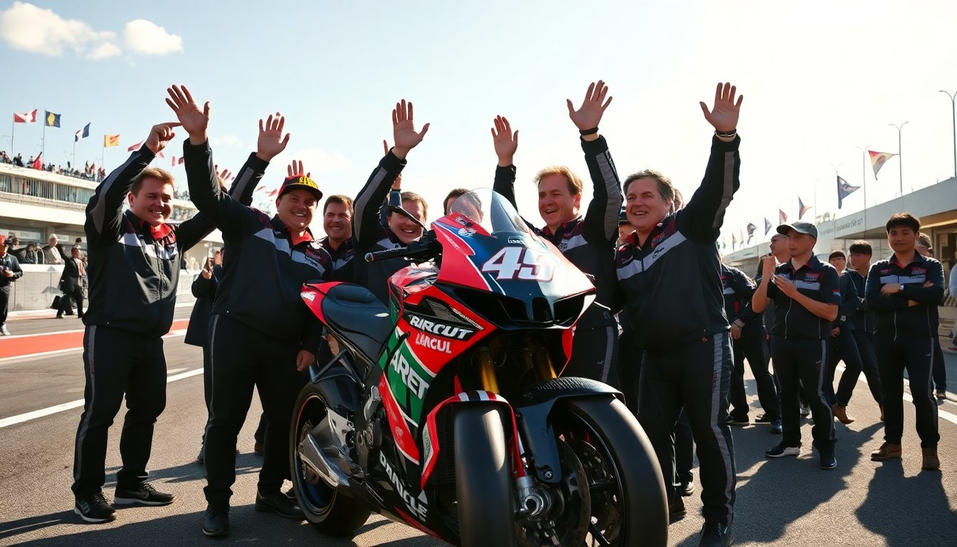 ducati lenovo team celebrates victory as marc marquez secures motogp championship python 1759162420