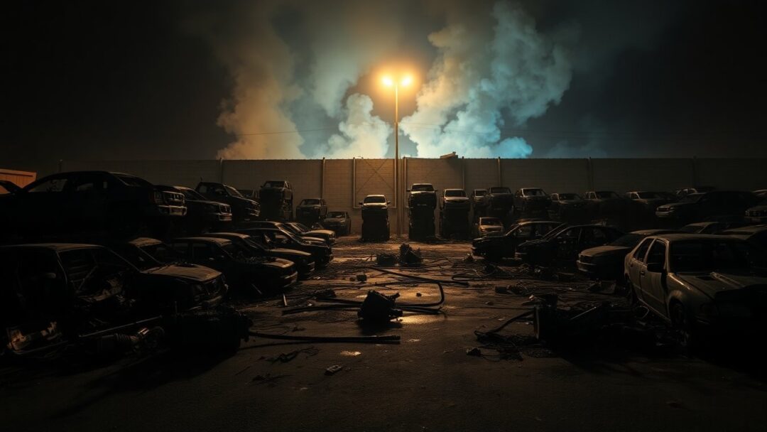 Massive blaze at Templeton auto auction leaves 57 vehicles in ruins