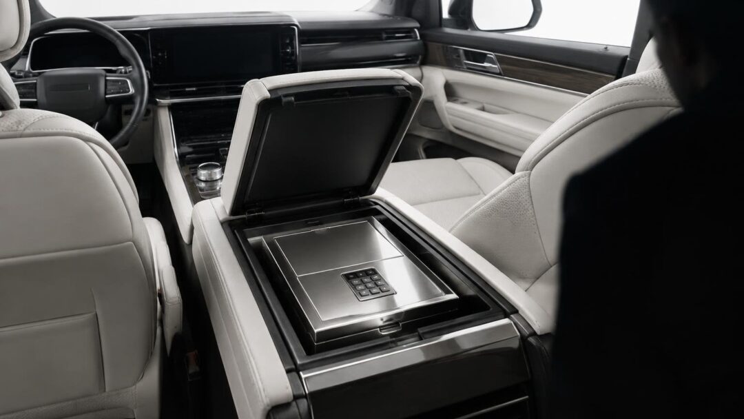 Inside the 2026 Jeep Grand Wagoneer's built-in lockable safe
