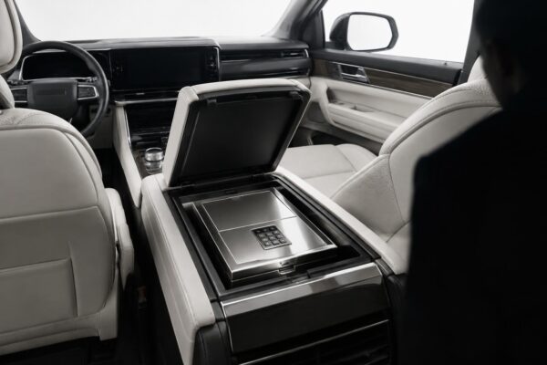 Inside the 2026 Jeep Grand Wagoneer's built-in lockable safe