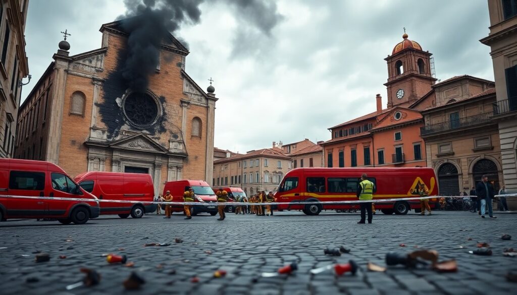 Fiamme a Piazza San Vincenzo: danni alla chiesa e intervento dei vigili del fuoco