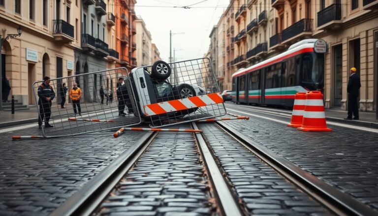 Incidente a Napoli: auto si capotta sulla sede del tram con guidatore ubriaco