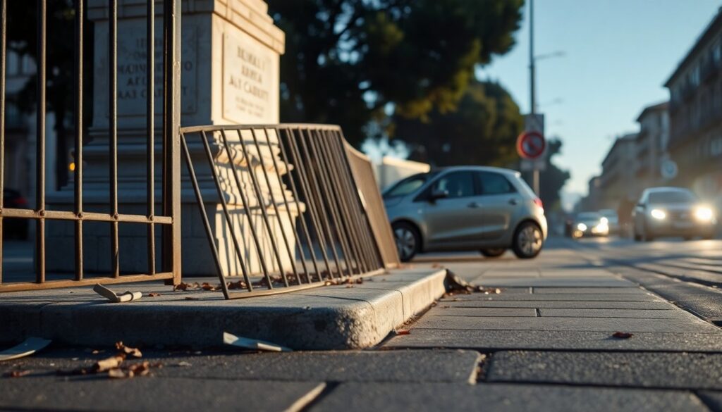 Incidente a Pozzuoli, utilitaria finisce sul marciapiede e danneggia il Monumento ai Caduti