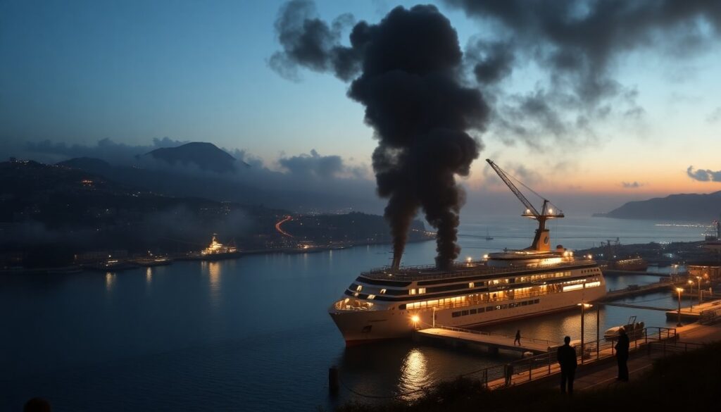 Nube di fumo su Napoli dopo il rogo sulla nave GNV Phoenix: cosa sapere