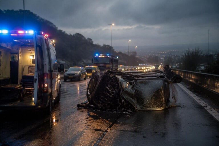 Auto ribaltata in autostrada: caos e soccorsi a Ercolano