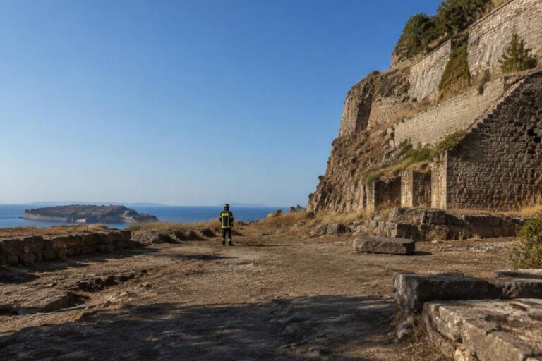 Ispezione dei Vigili del Fuoco su Costone Romano e ruderi sommersi