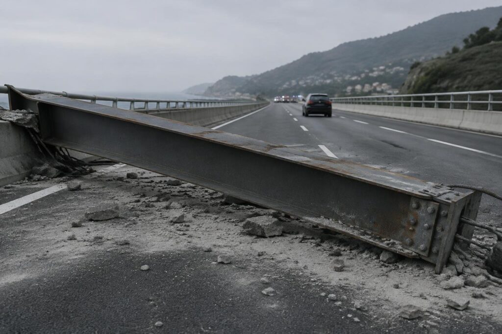 Crollo di una trave sul raccordo Salerno-Baronissi, un autista ferito