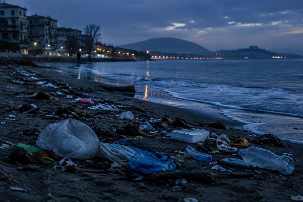 Emergenza rifiuti a Pozzuoli: la spiaggia di via Napoli invasa