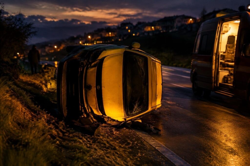 Giovane fuori strada sulla provinciale di Sparanise, auto ribaltata