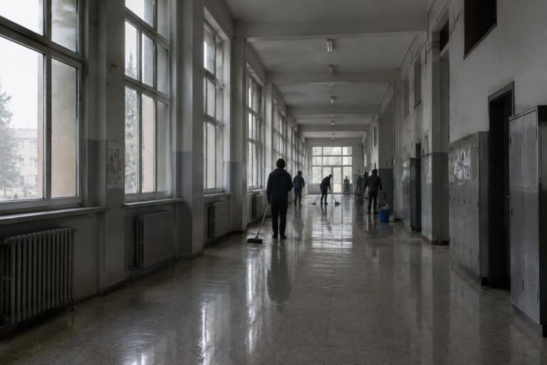 Pulizia della scuola a Napoli dopo giorni di occupazione studentesca