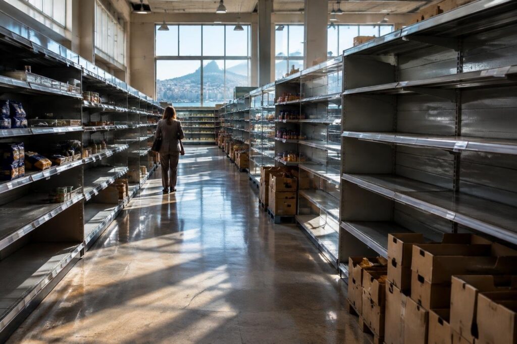 Supermercati di Sole 365 a Napoli quasi vuoti per blocco merci