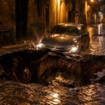 Voragine a Napoli: la macchina di Paolo Fusco sprofonda a Materdei