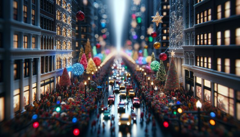 Aberdeen Christmas parade with festive lights and crowds