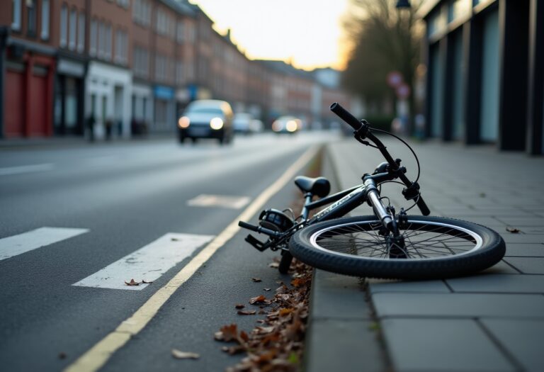 Scene of Aberdeen road closure due to car and bike crash