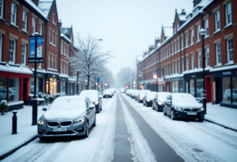 Icy streets in Aberdeen covered with fresh snow