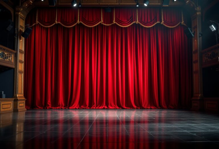 Vibrant opera performance with singers and stage
