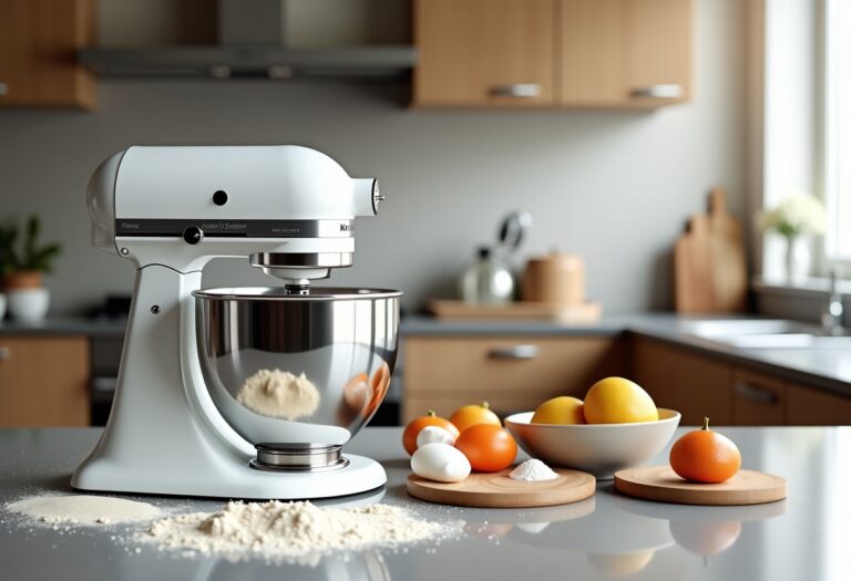 Stand mixer with various attachments for baking