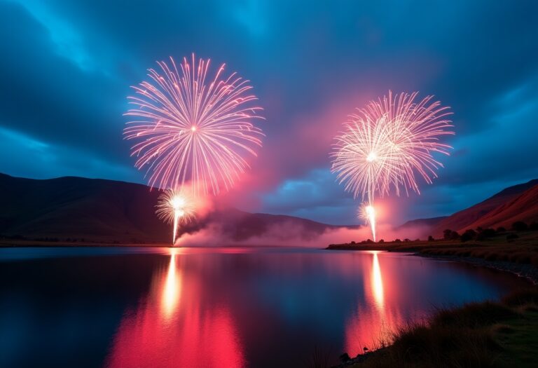 Fireworks display coordinators managing a show