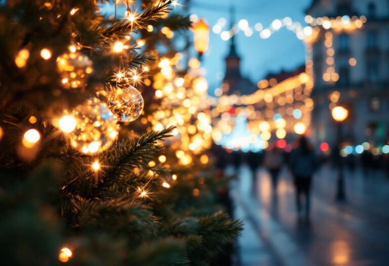 Elgin's vibrant holiday decorations amidst winter scenery