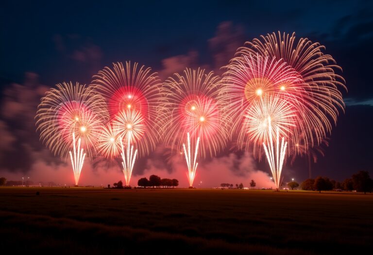 Spectacular fireworks display over Inverness at night