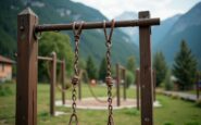 Children playing in a Highland park facing closure