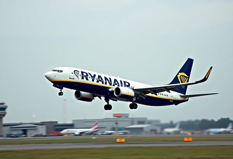 A Ryanair plane flying from Aberdeen to Krakow