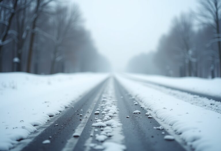 Car driving safely on a snowy road