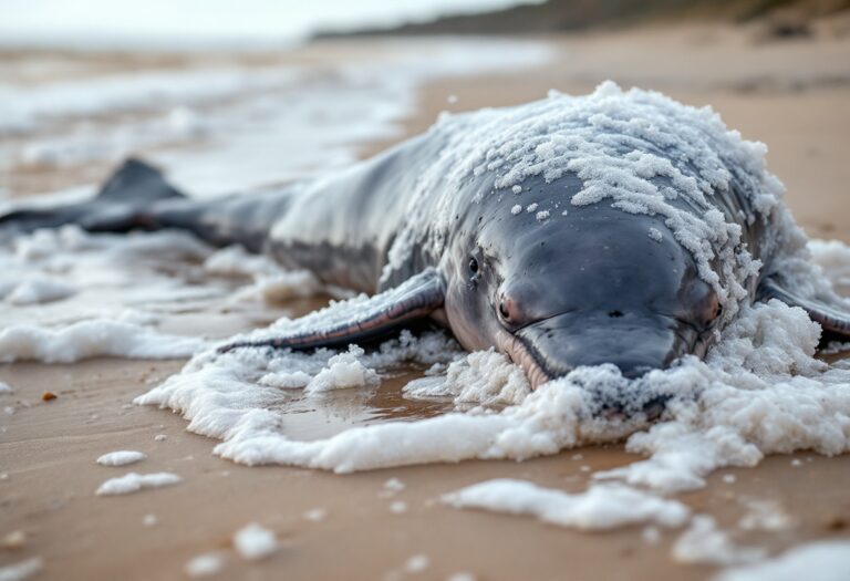 Minke whale stranded on Balmedie beach, Scotland