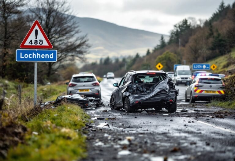 Traffic jam on A82 road due to accident near Lochend