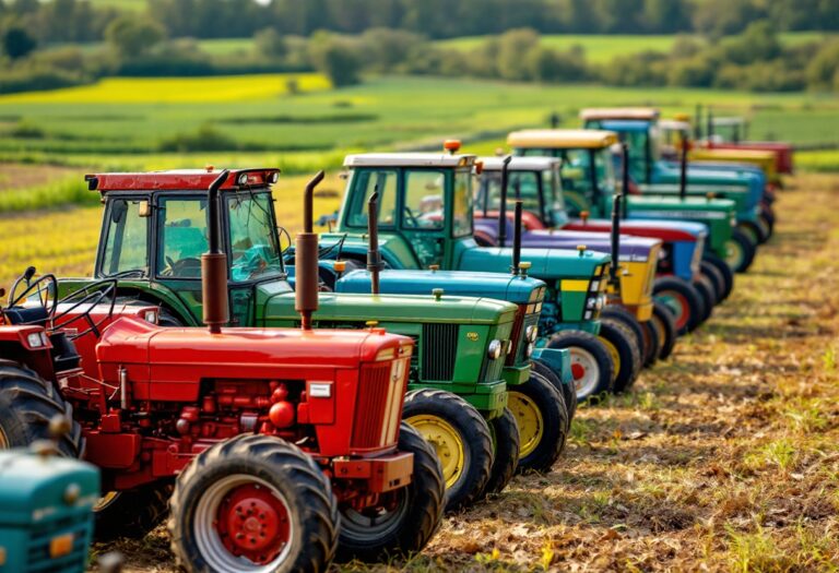 Farmers driving tractors in protest against tax proposal